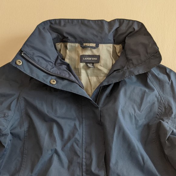 Lands' End Jackets & Coats Lands End Navy Rain Jacket W Packable